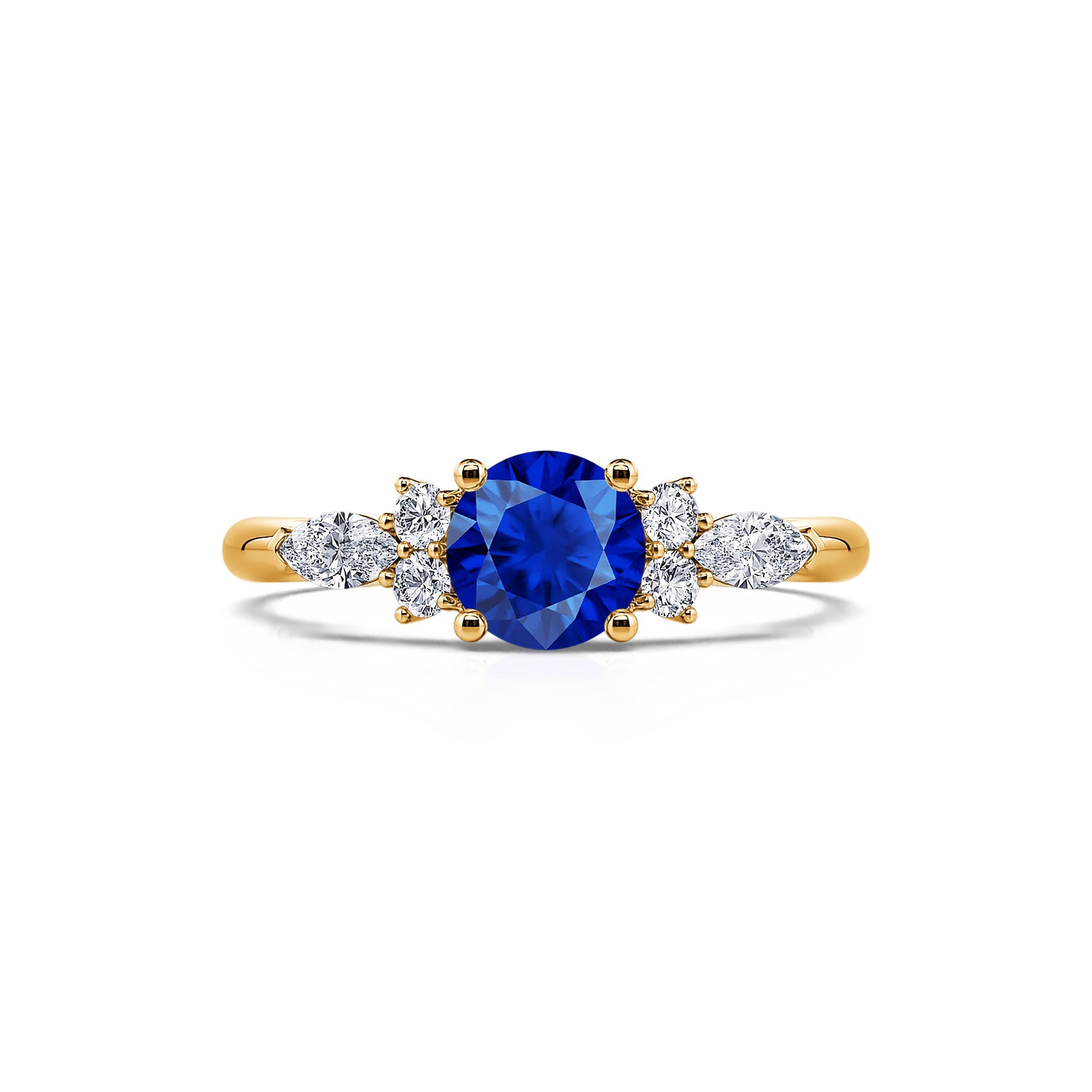 Bague de fiançailles en or jaune saphir et diamant Lyra Saphir 1