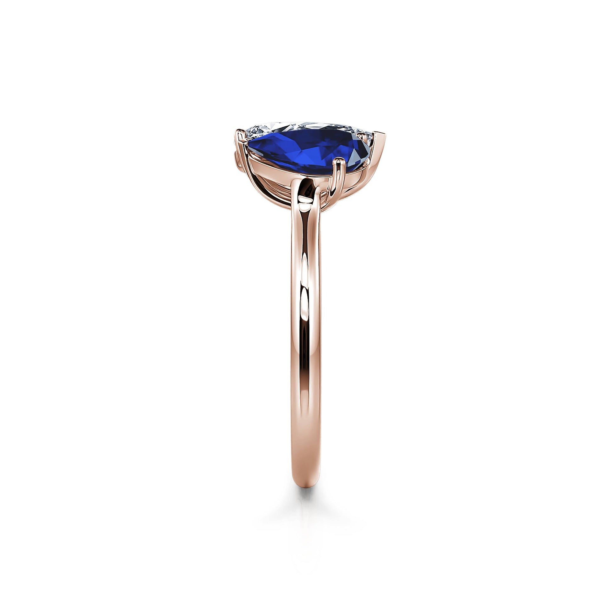 Bague Toi & Moi diamant de synthèse et Saphir en Or rose Dua Saphir 4