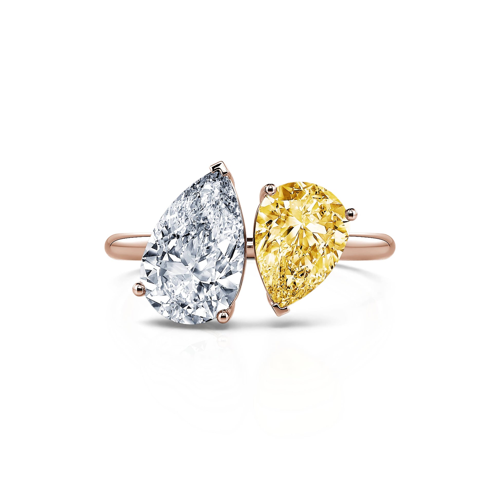 Bague Toi & Moi diamants de synthèse en Or rose Dua Diamant Jaune 1