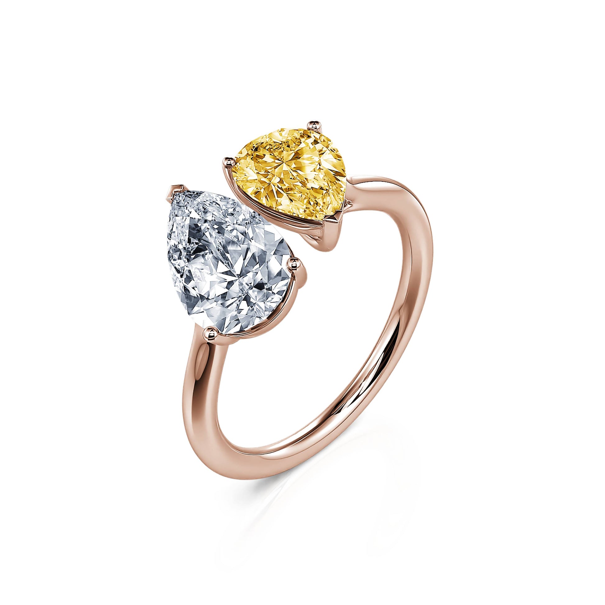 Bague Toi & Moi diamants de synthèse en Or rose Dua Diamant Jaune 2