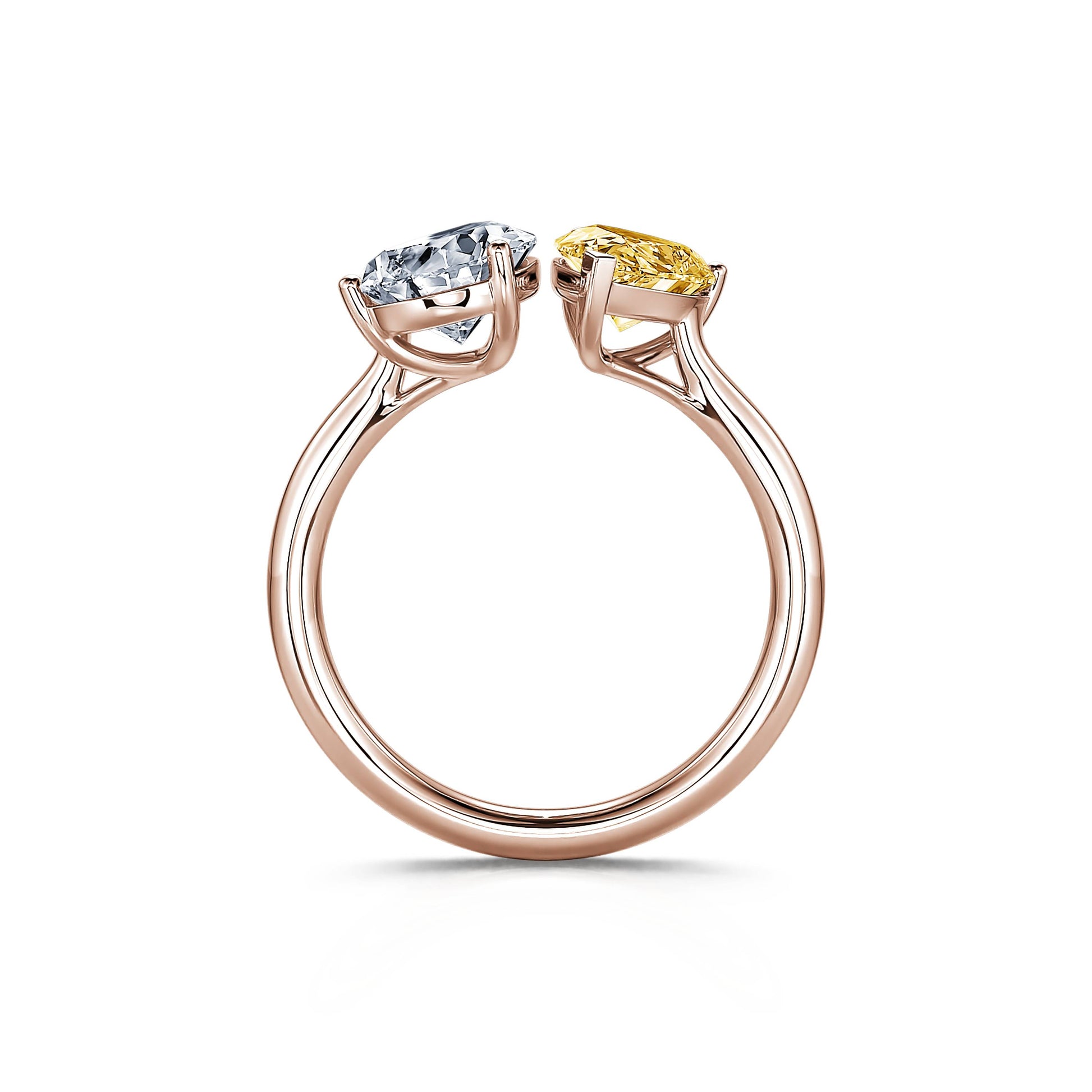 Bague Toi & Moi diamants de synthèse en Or rose Dua Diamant Jaune 3