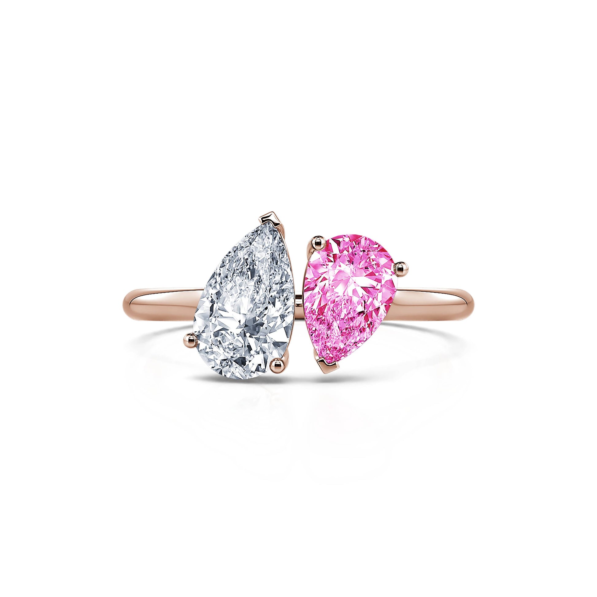 Bague Toi & Moi diamant de synthèse et Spinelle rose en Or rose Dua Spinelle Rose 1