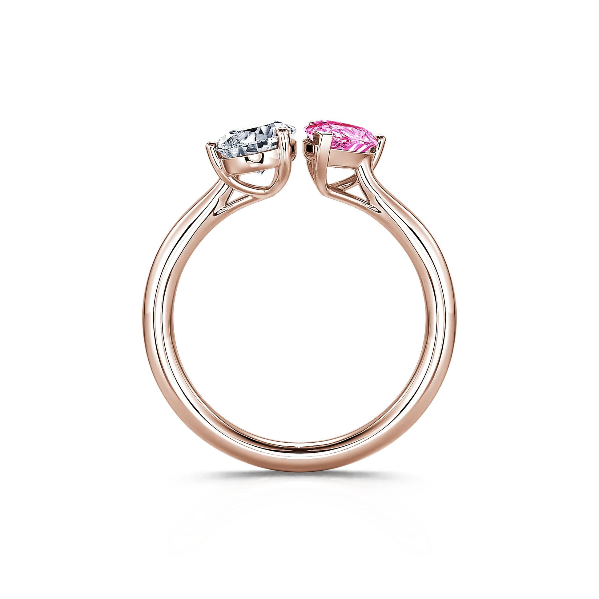 Bague Toi & Moi diamant de synthèse et Spinelle rose en Or rose Dua Spinelle Rose 3