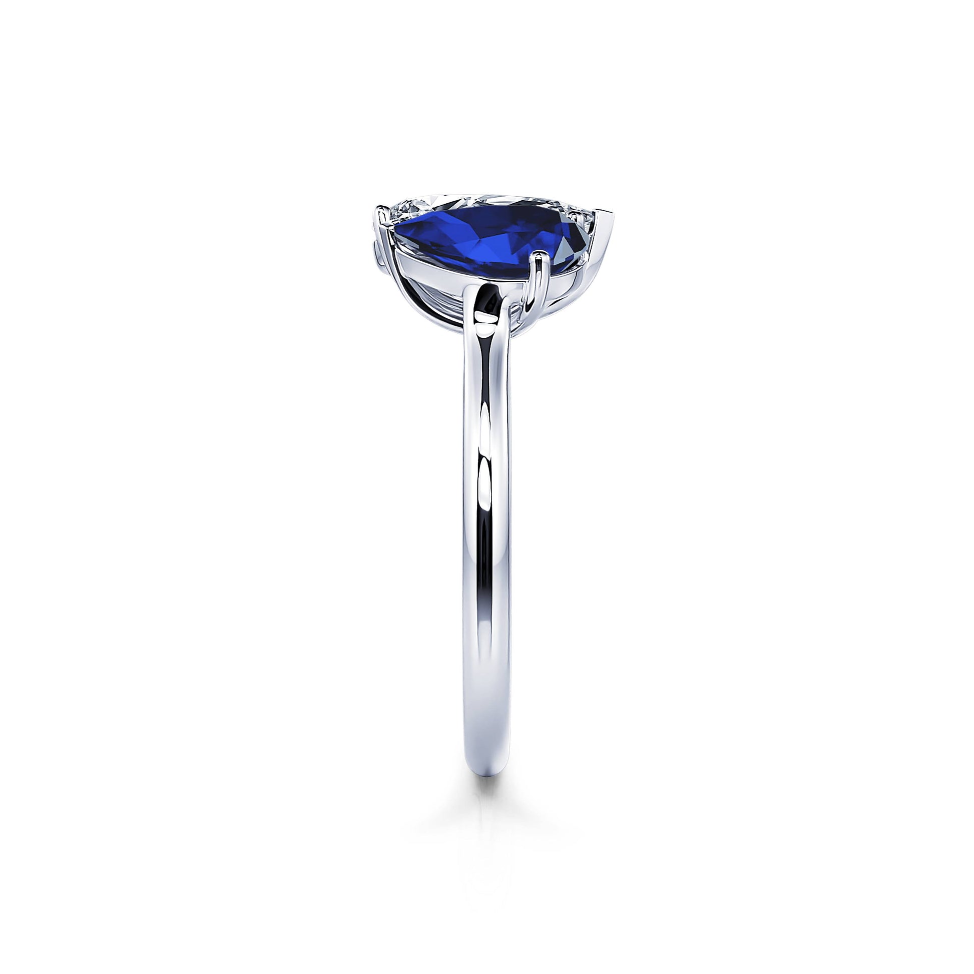 Bague Toi & Moi diamant de synthèse et Saphir en Platine Dua Saphir 4