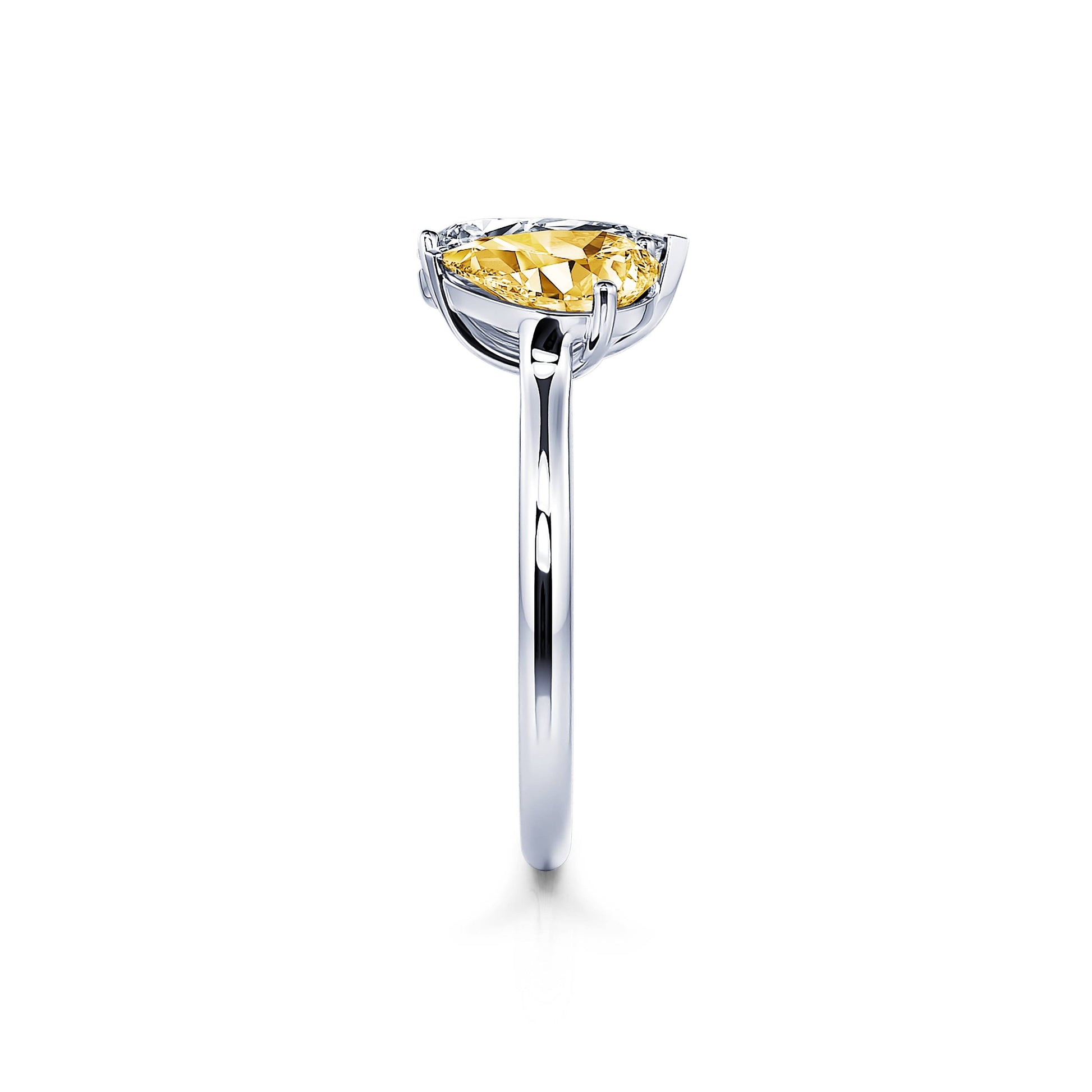 Bague Toi & Moi diamants de synthèse en Platine Dua Diamant Jaune 4