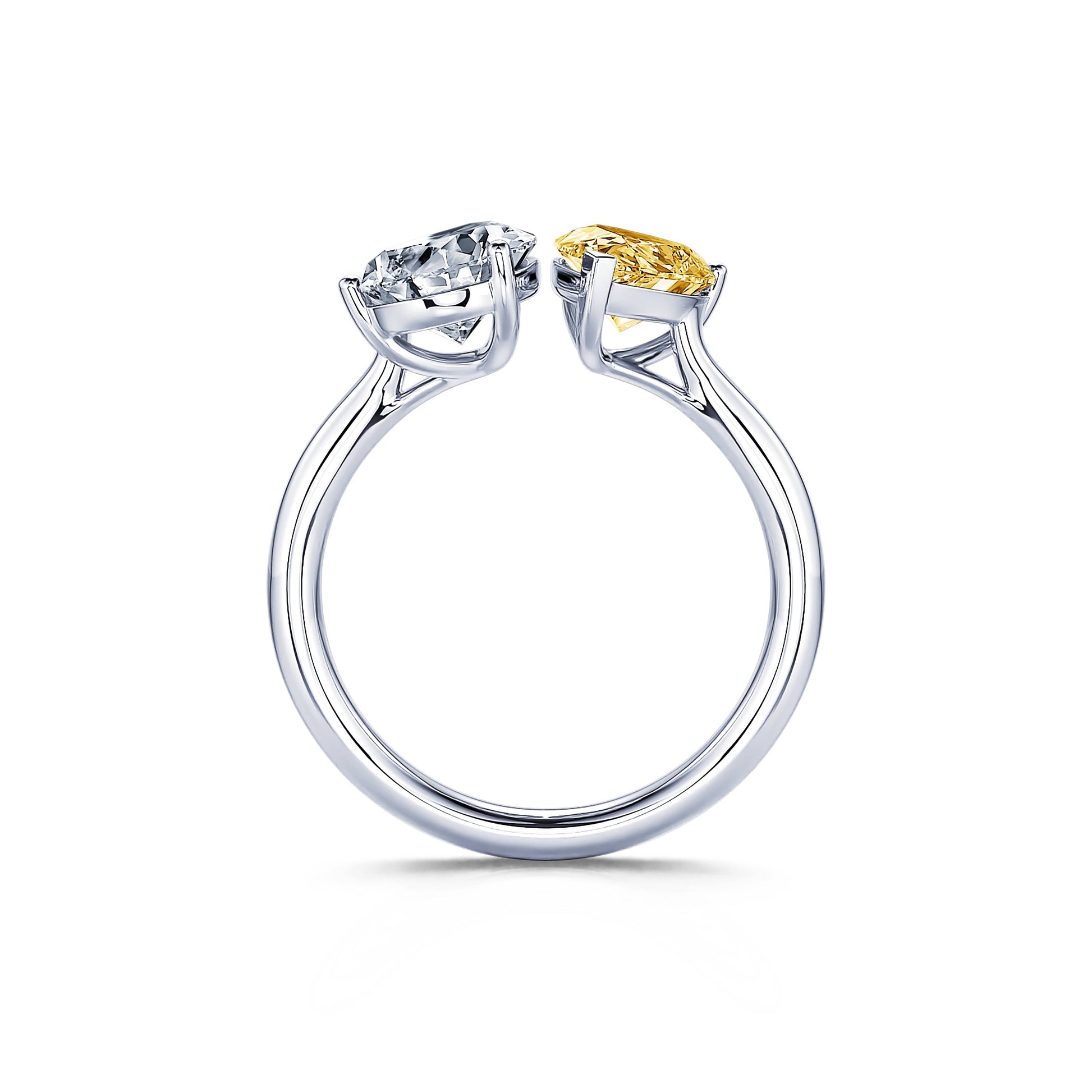 Bague Toi & Moi diamants de synthèse en Platine Dua Diamant Jaune 3