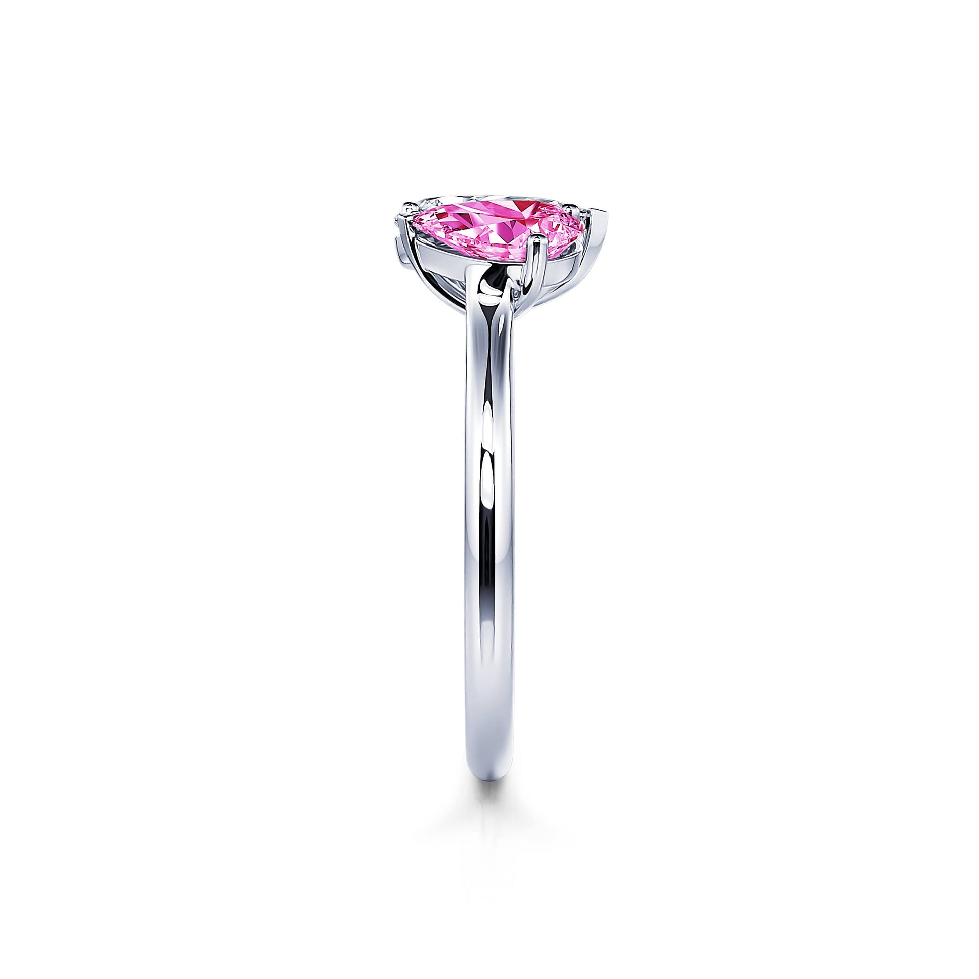Bague Toi & Moi diamant de synthèse et Spinelle rose en Platine Dua Spinelle Rose 4