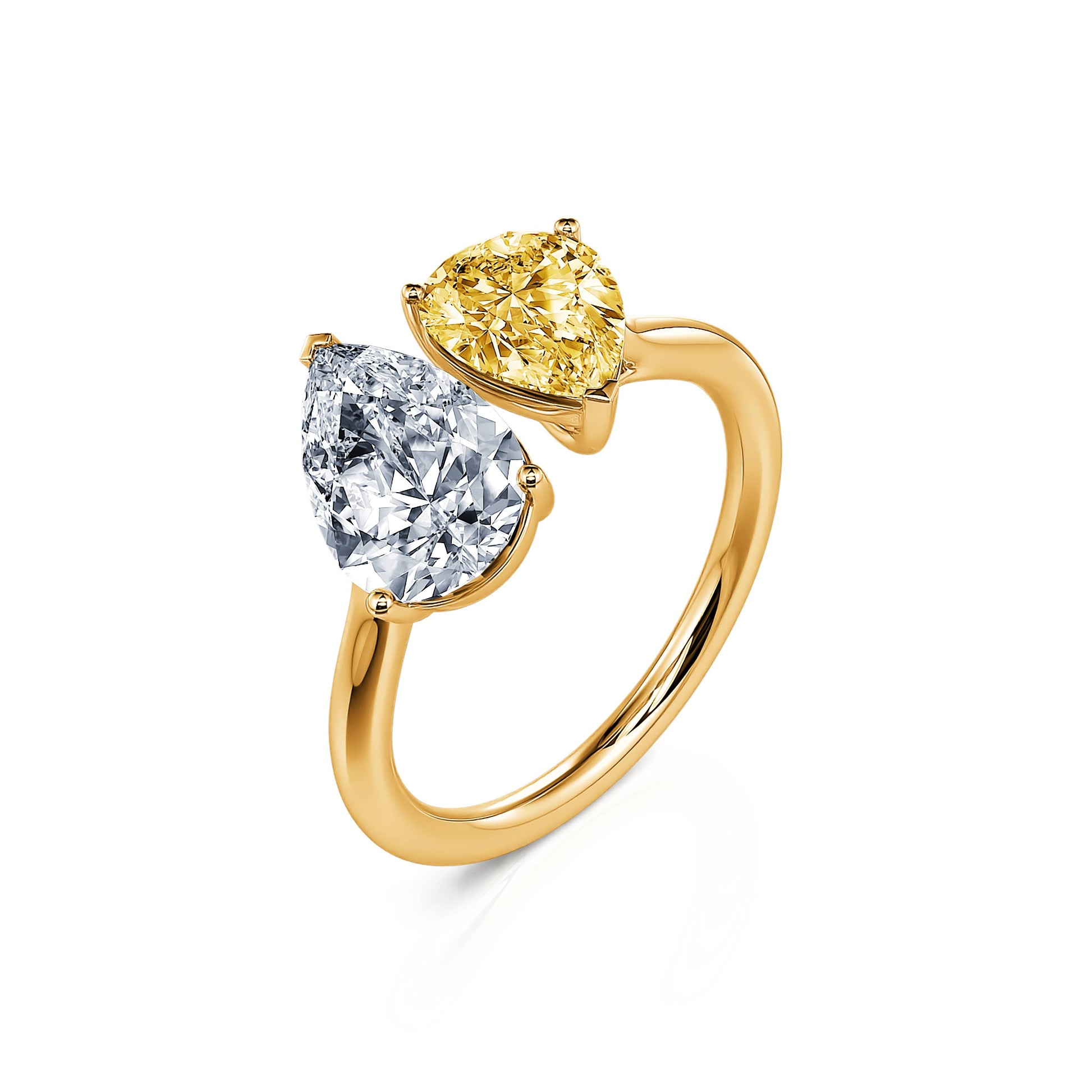 Bague Toi & Moi diamants de synthèse en Or jaune Dua Diamant Jaune 2