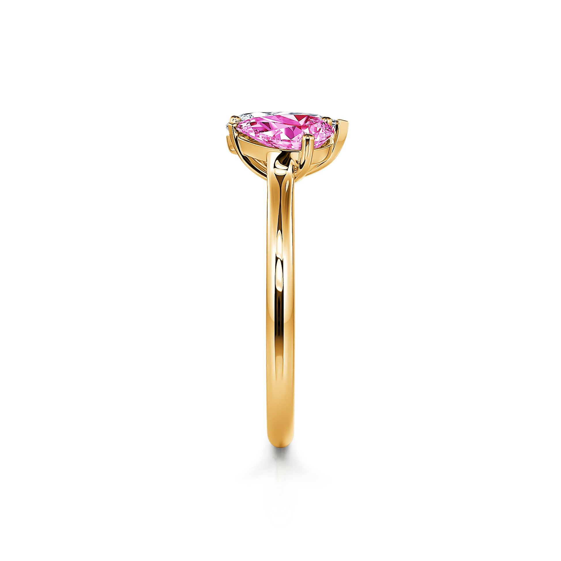 Bague Toi & Moi diamant de synthèse et Spinelle rose en Or jaune Dua Spinelle Rose 4
