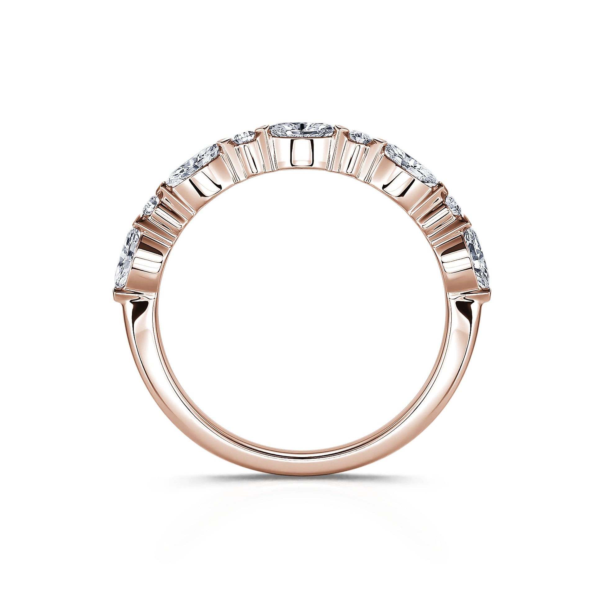 Alliance demi tour or rose diamant navette & rond Liel 4