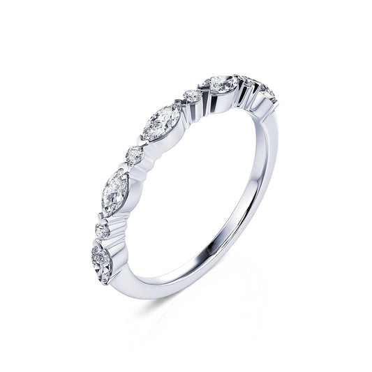 Liel&nbsp;-&nbsp;Alliance demi tour platine diamant navette & rond #2