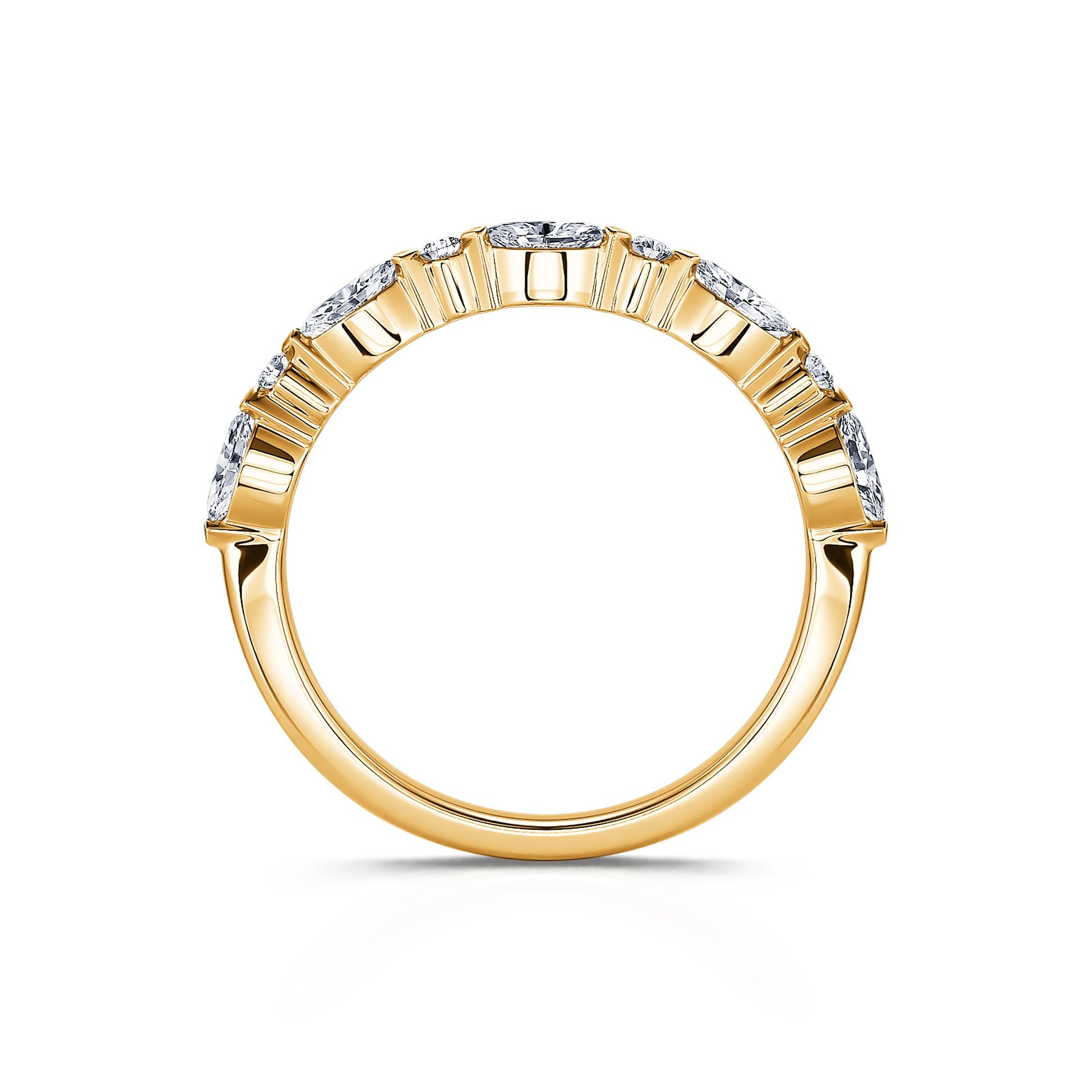 Alliance demi tour or jaune diamant navette & rond Liel 4