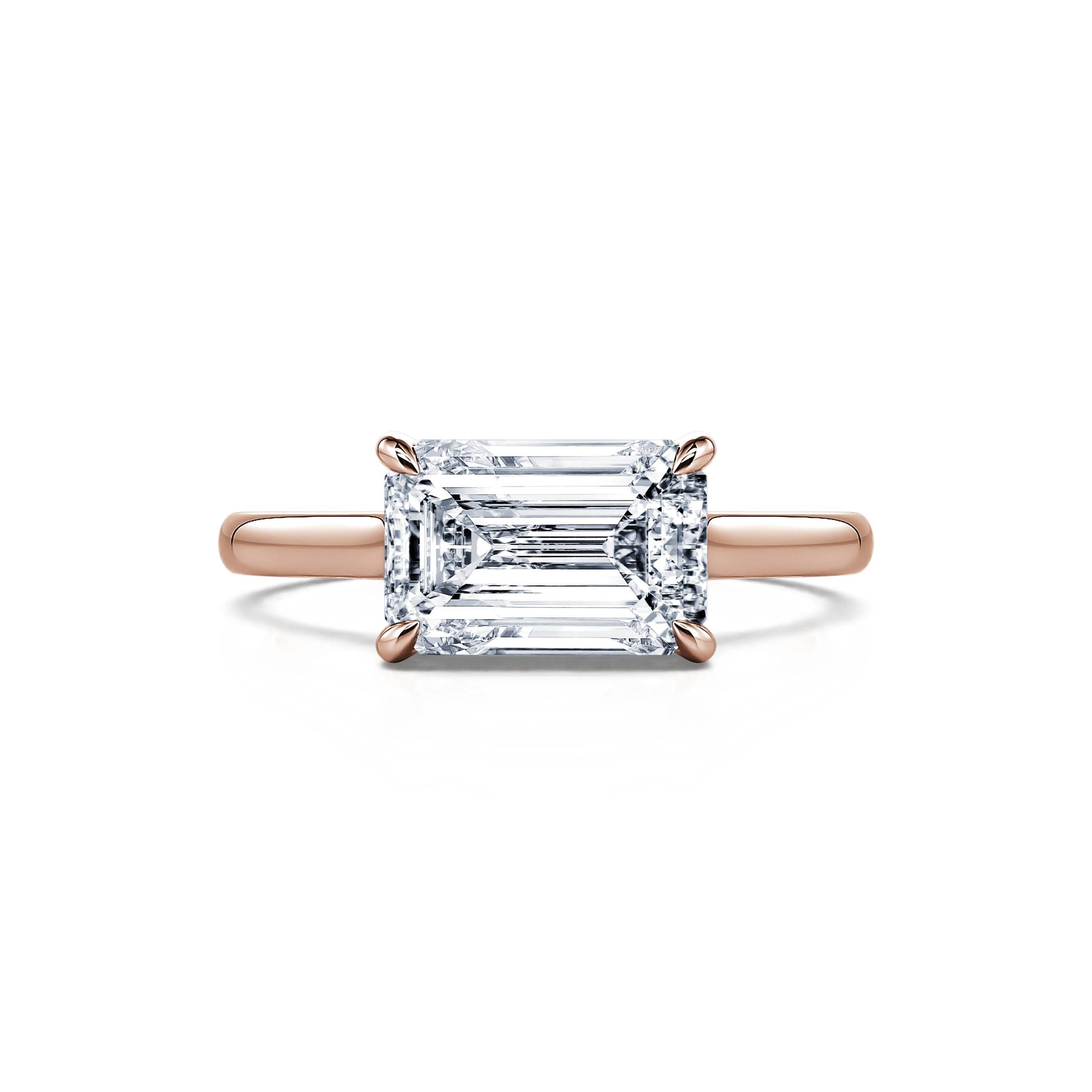 Solitaire or rose diamant de synthèse émeraude Marni Lab 1