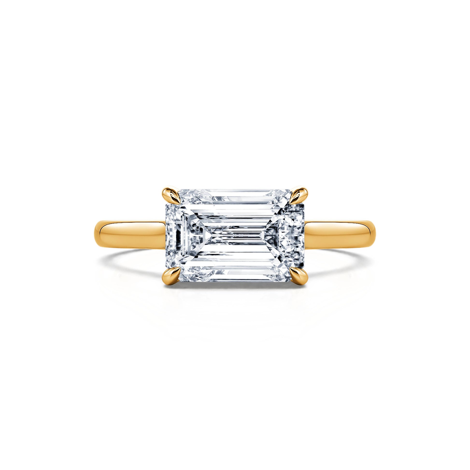 Solitaire or jaune diamant de synthèse émeraude Marni Lab 1
