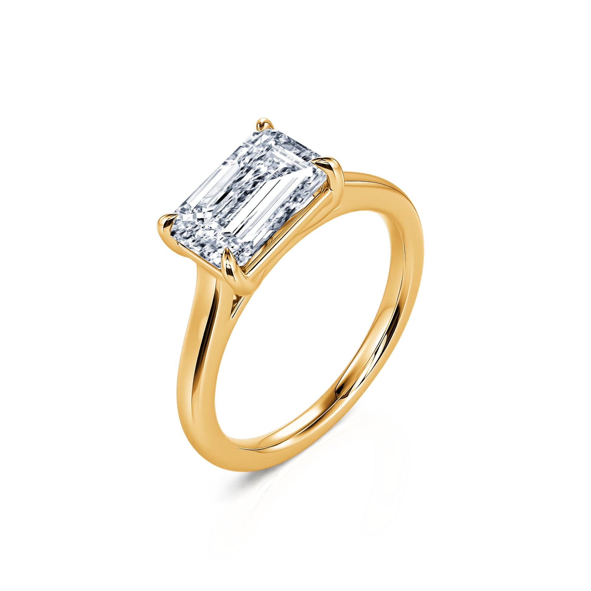 Solitaire or jaune diamant de synthèse émeraude Marni Lab 2