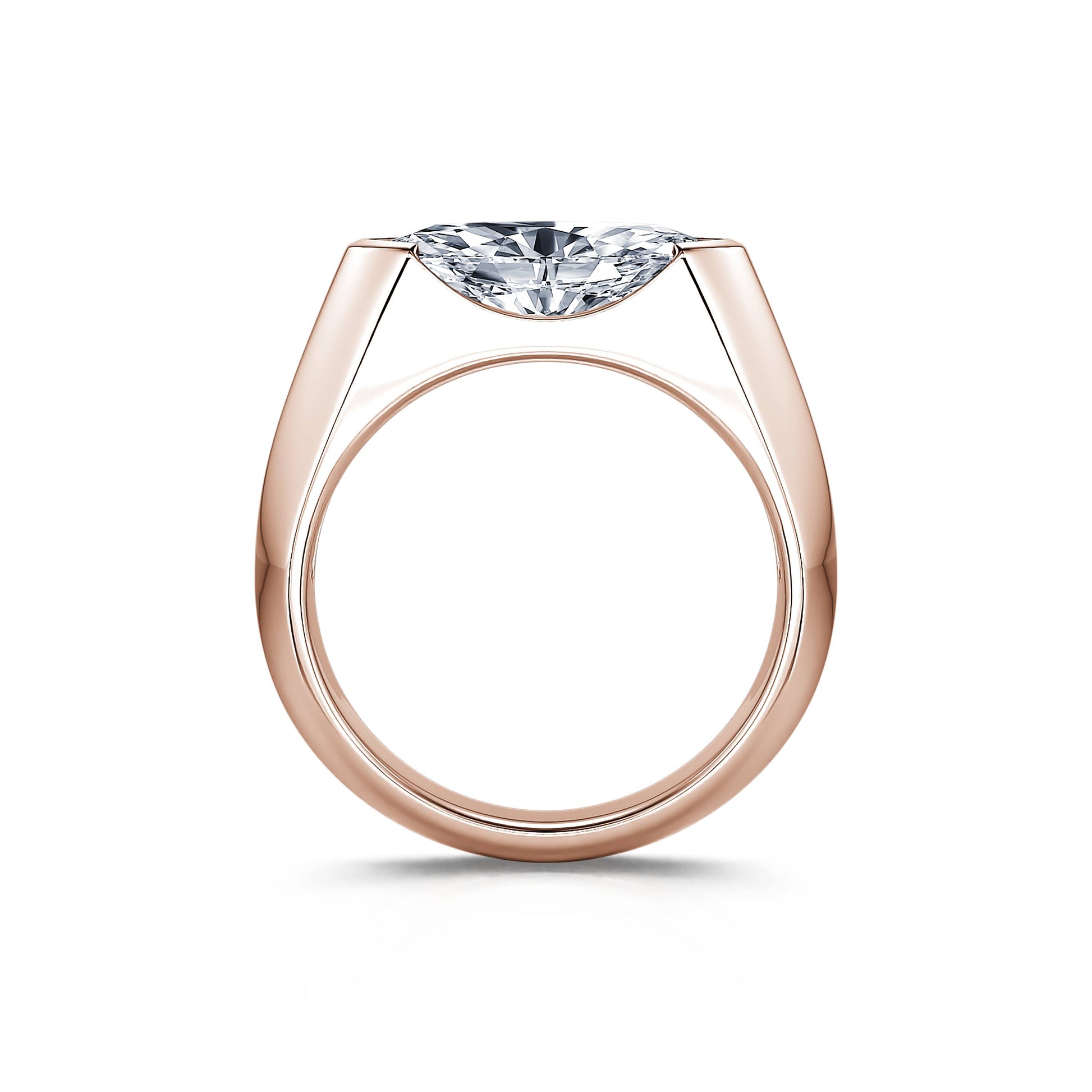 Solitaire en or rose diamant de synthèse marquise Ora Lab 4
