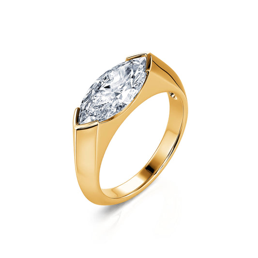 Ora Lab&nbsp;-&nbsp;Solitaire en or jaune diamant de synthèse marquise #2