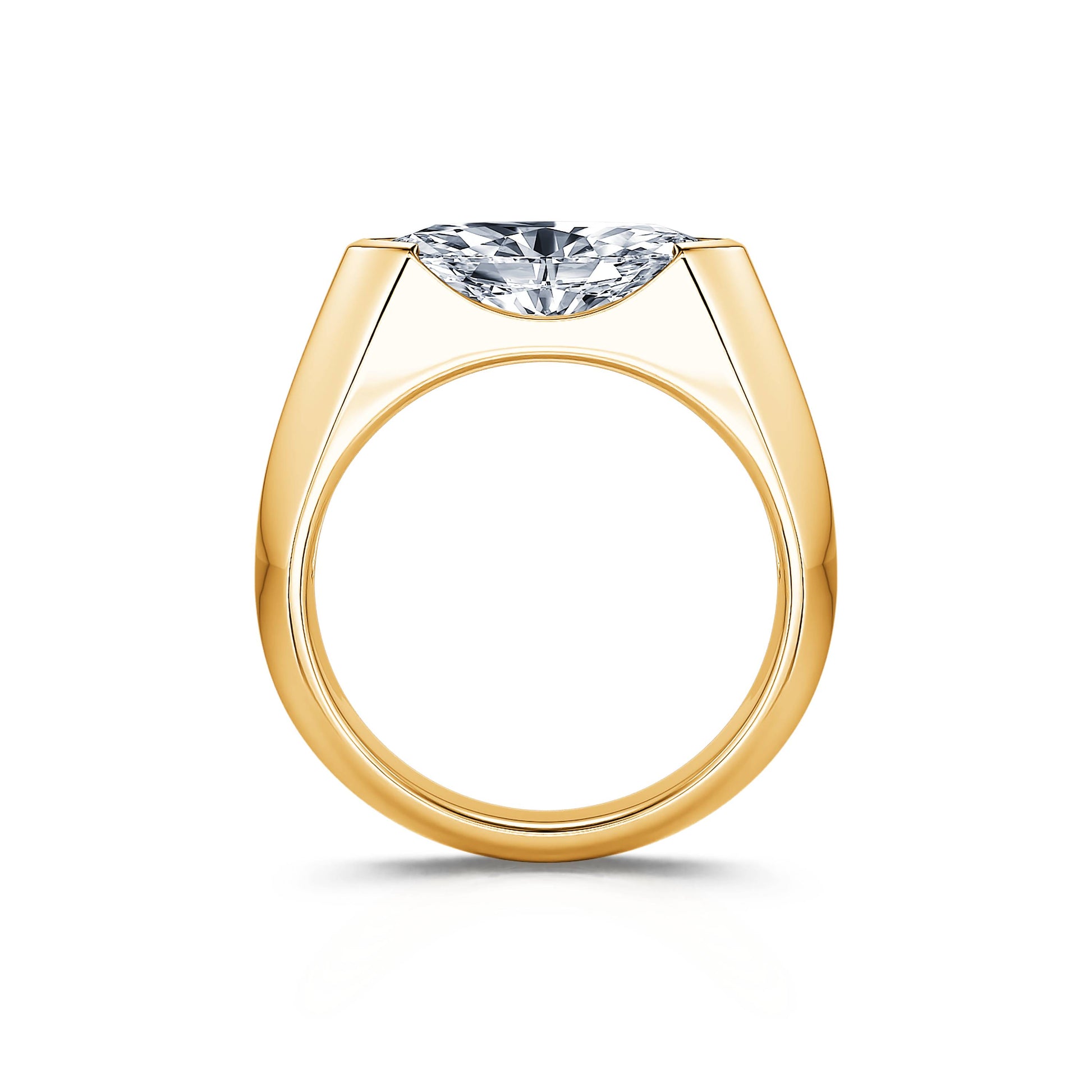 Solitaire en or jaune diamant de synthèse marquise Ora Lab 4