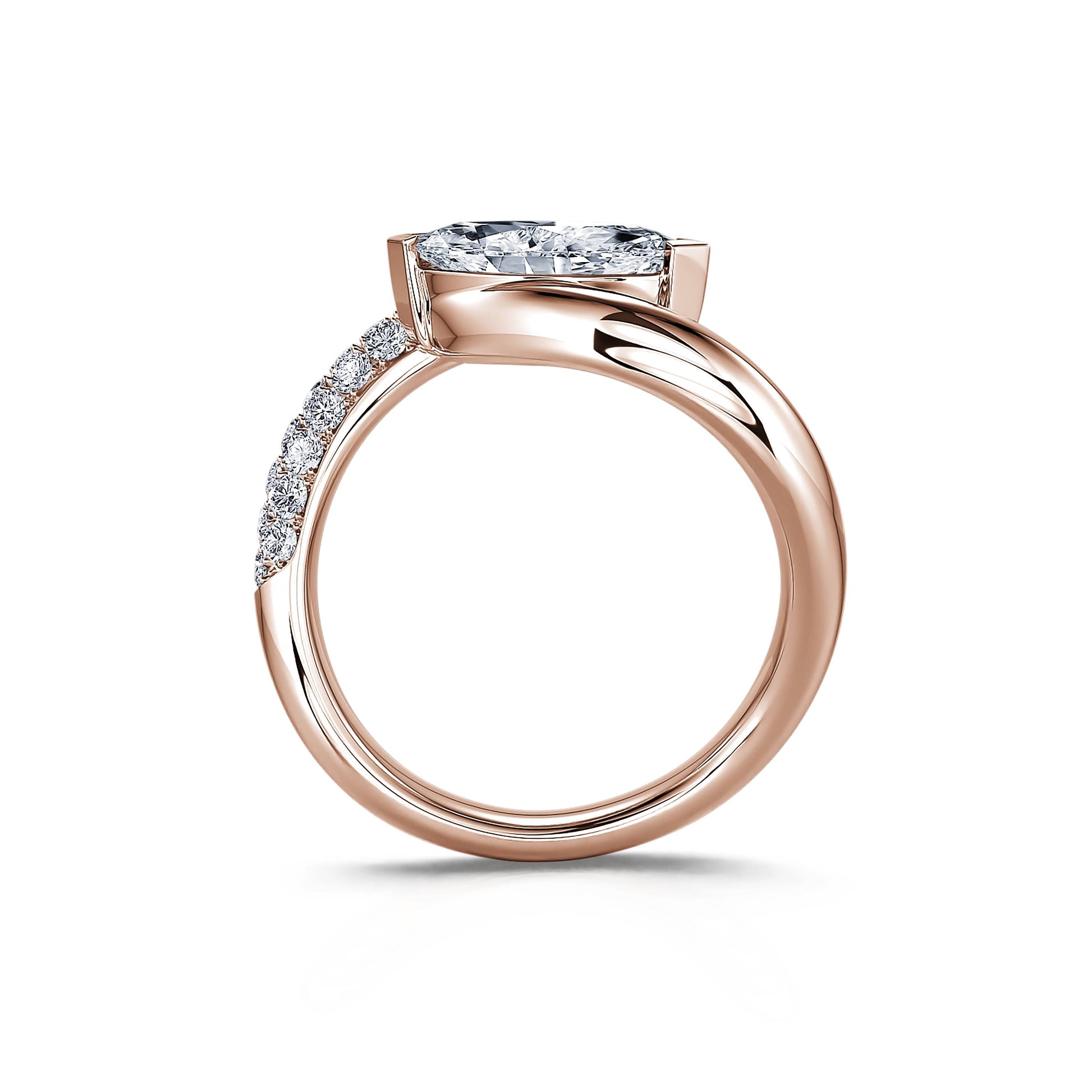 Solitaire en or rose diamant de synthèse marquise Bluma Lab 3