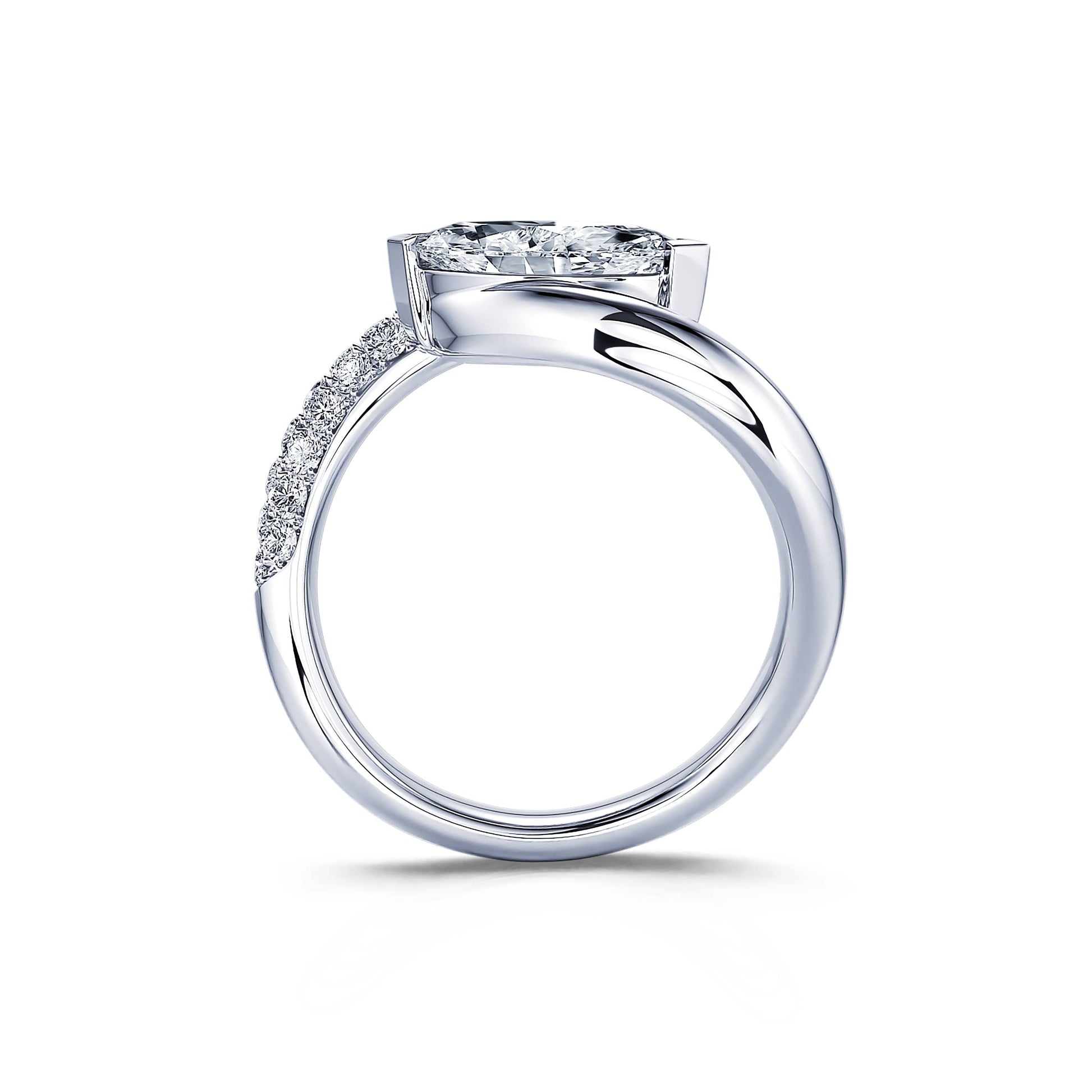 Solitaire en platine diamant de synthèse marquise Bluma Lab 3