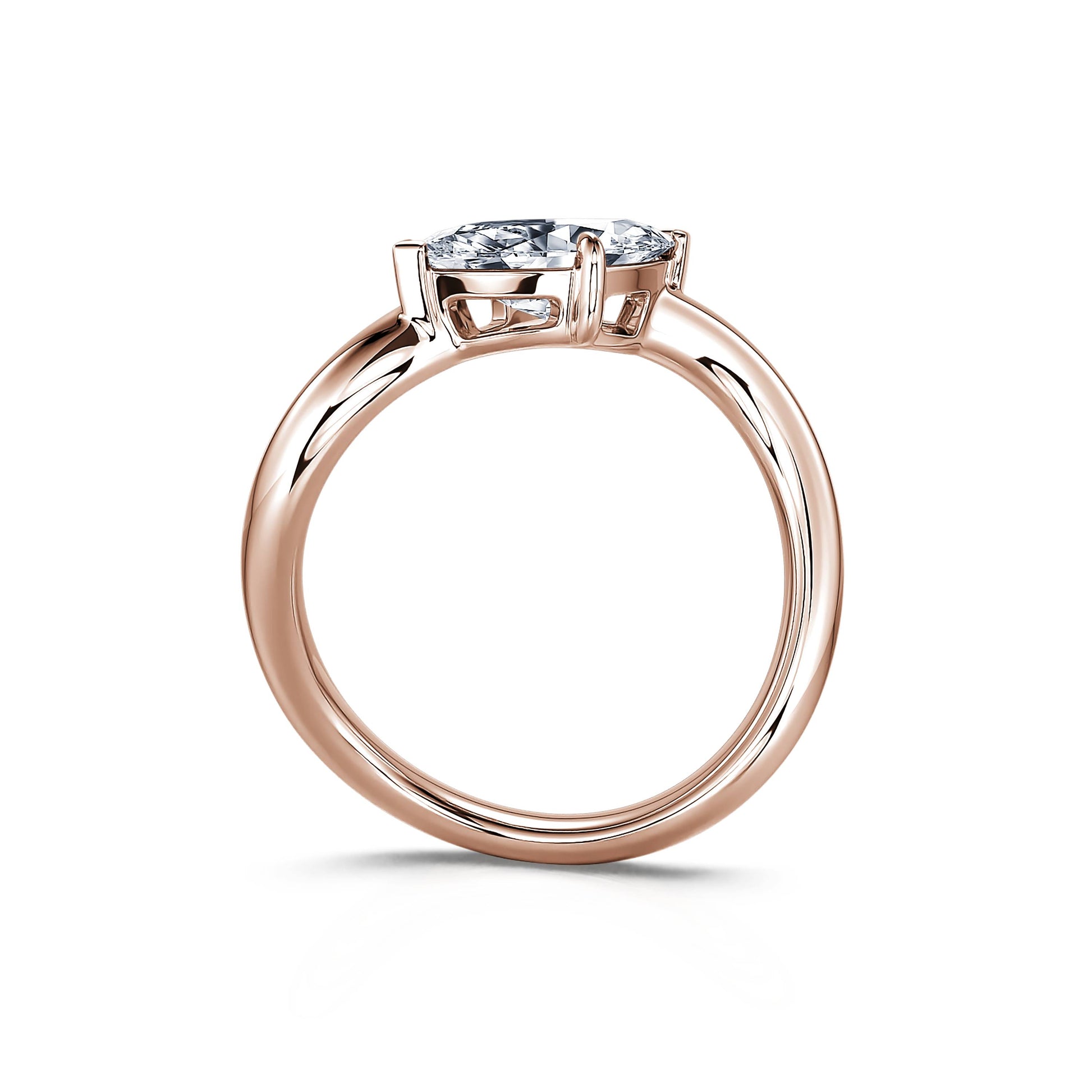 Solitaire en or rose diamant de synthèse marquise Abby Lab 3