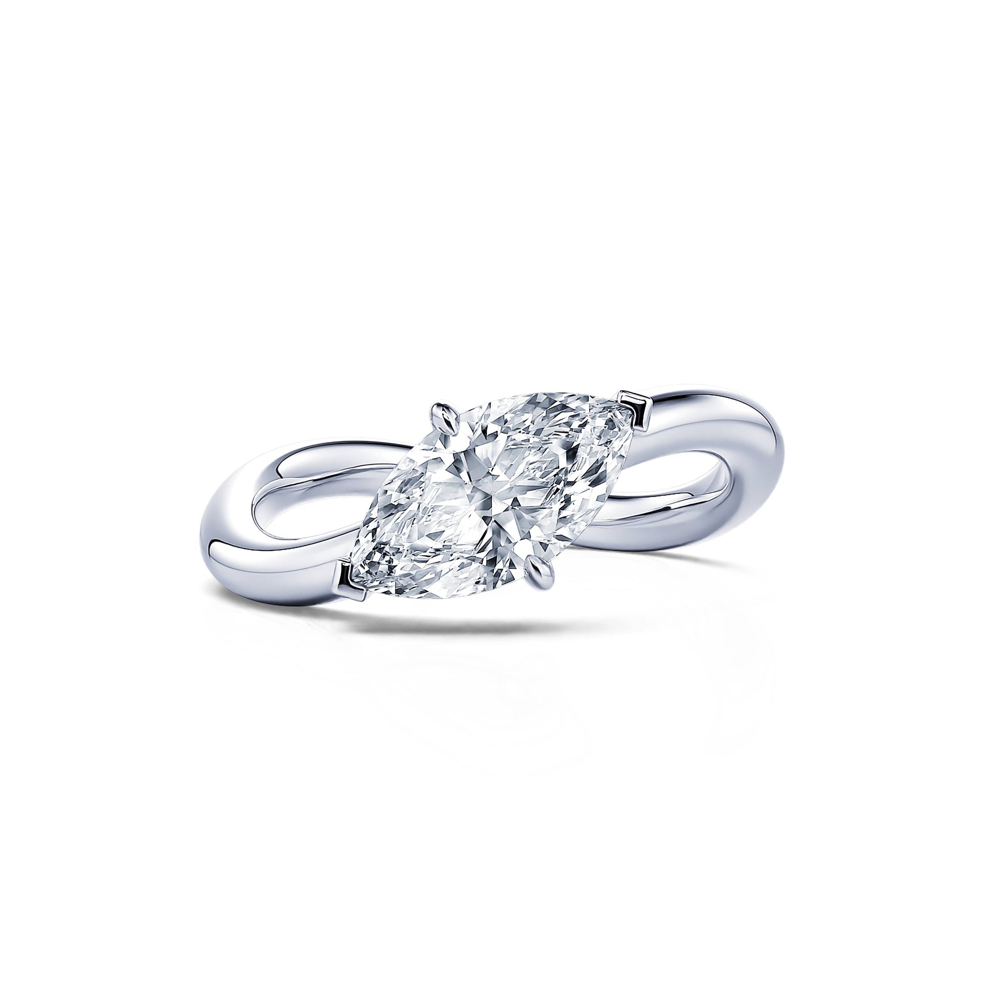 Solitaire en platine diamant de synthèse marquise Abby Lab 1