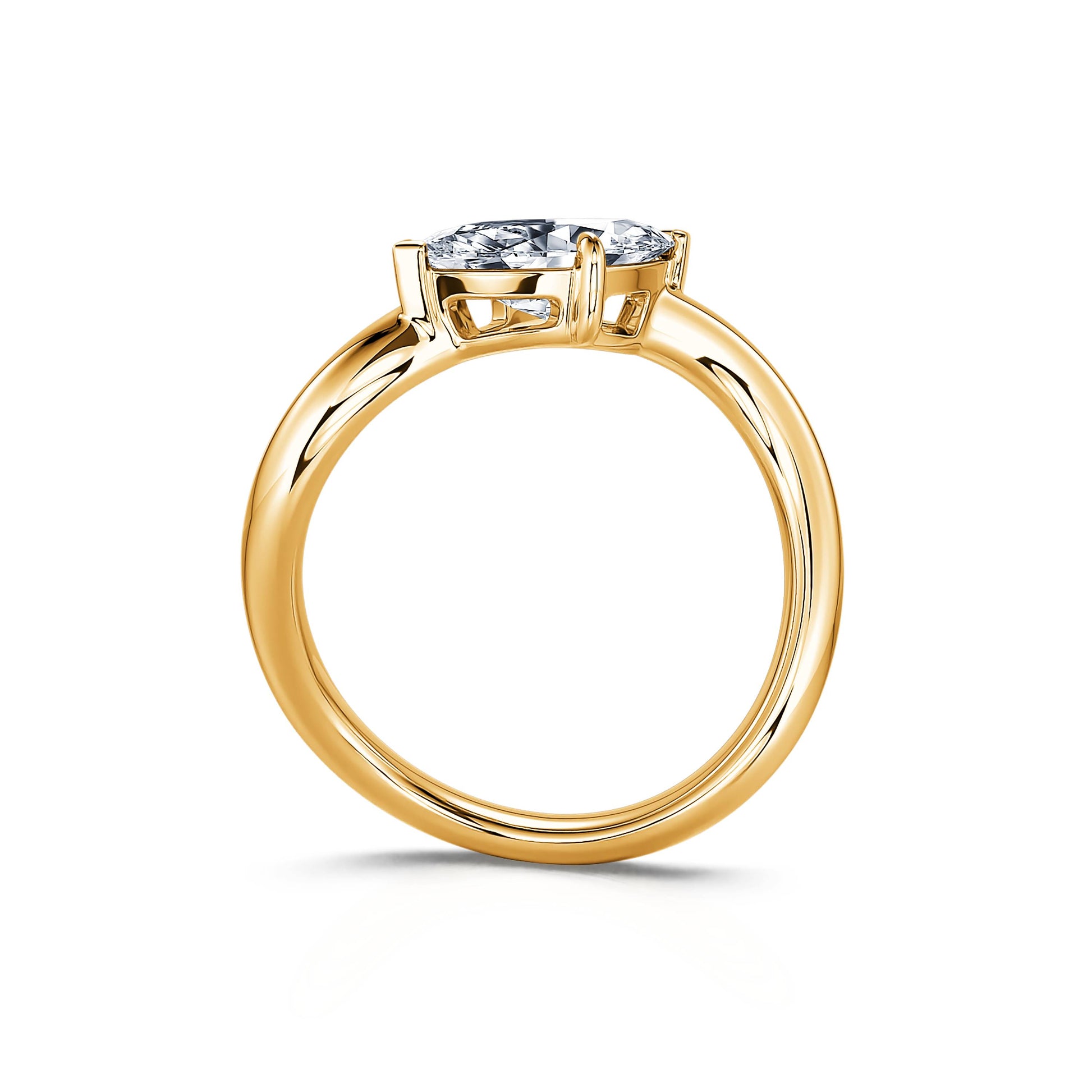 Solitaire en or jaune diamant de synthèse marquise Abby Lab 3