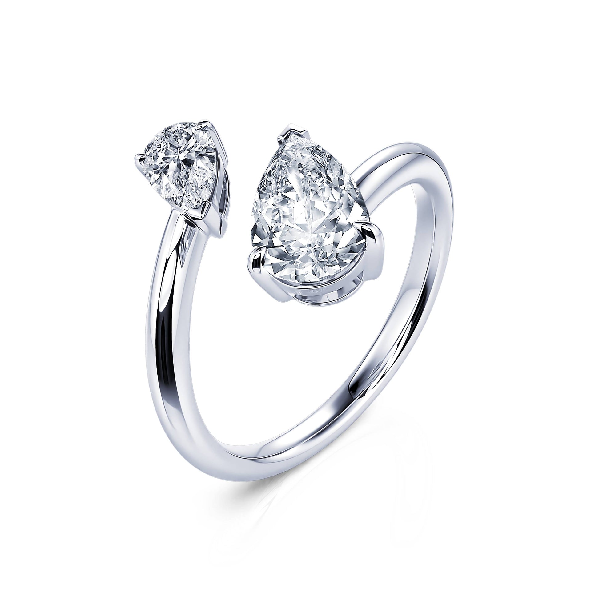 Bague Toi & Moi diamant de synthèse en platine Tandem Lab 2