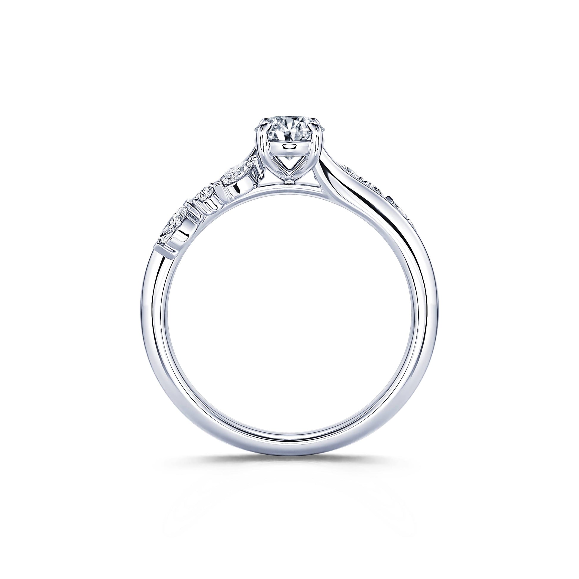 Solitaire platine diamant ovale & navette Elona 3