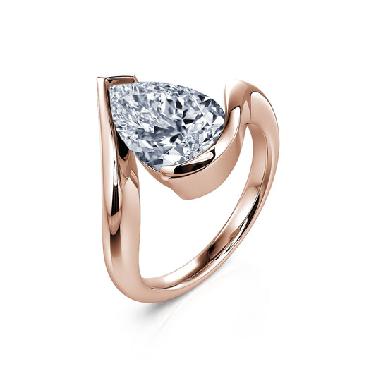 Golda Lab - Bague de fiançailles poire en or rose diamant de synthèse #2