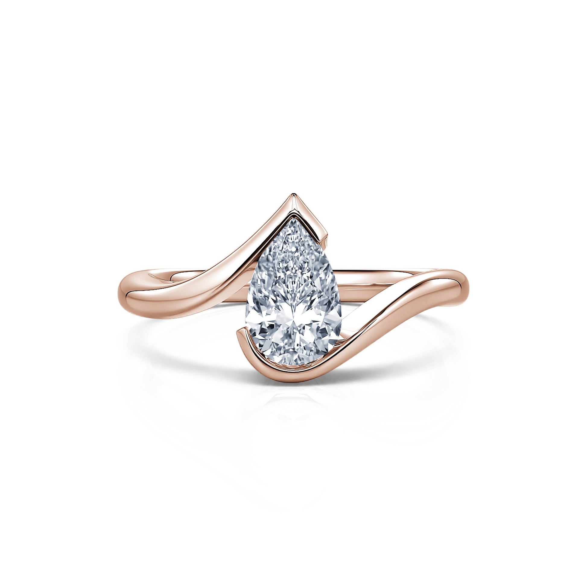 Bague de fiançailles poire en or rose diamant Golda 1