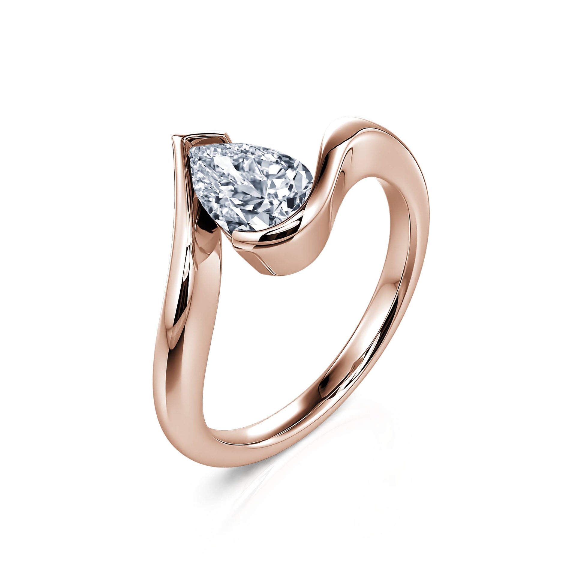 Bague de fiançailles poire en or rose diamant Golda 2