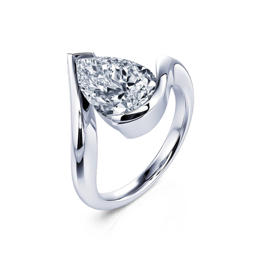 Golda Lab&nbsp;-&nbsp;Bague de fiançailles poire en platine diamant de synthèse #2