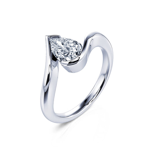 Golda Lab&nbsp;-&nbsp;Bague de fiançailles poire en platine diamant de synthèse #2