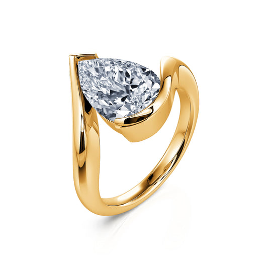 Golda Lab - Bague de fiançailles poire en or jaune diamant de synthèse #2