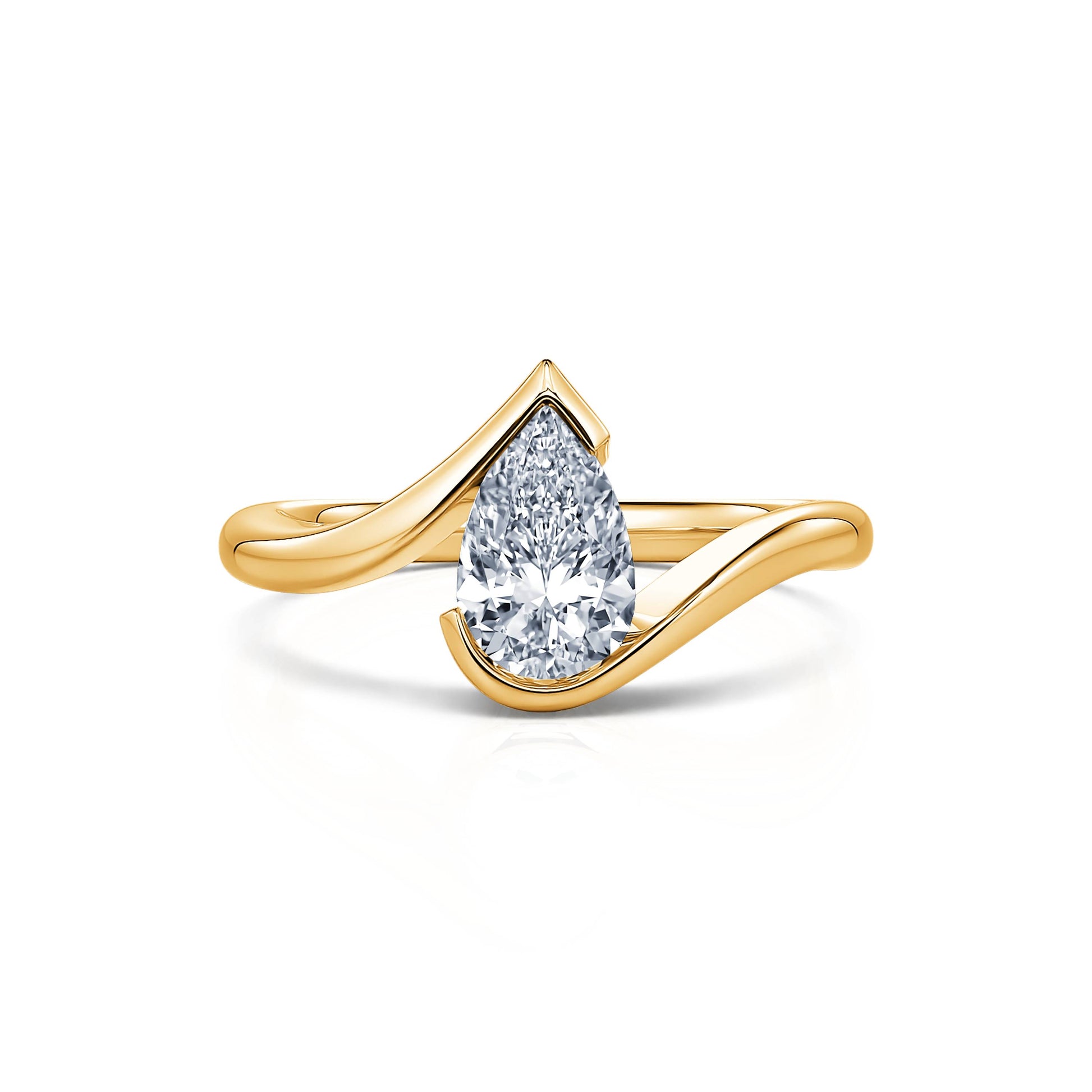 Bague de fiançailles poire en or jaune diamant Golda 1