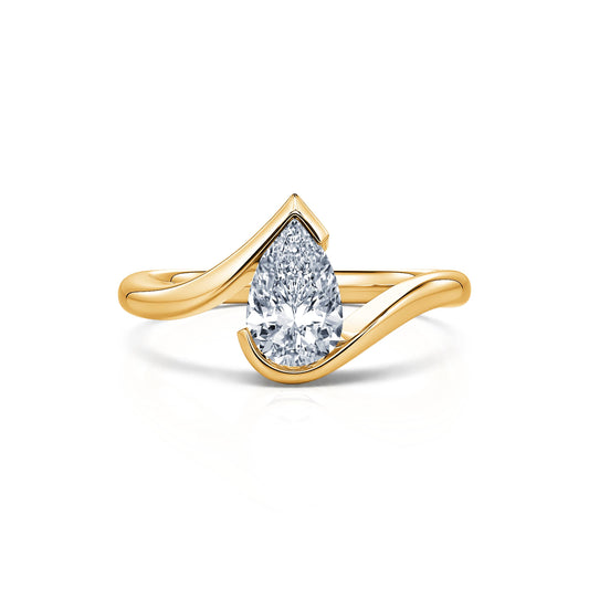 Golda Lab&nbsp;-&nbsp;Bague de fiançailles poire en or jaune diamant de synthèse #1