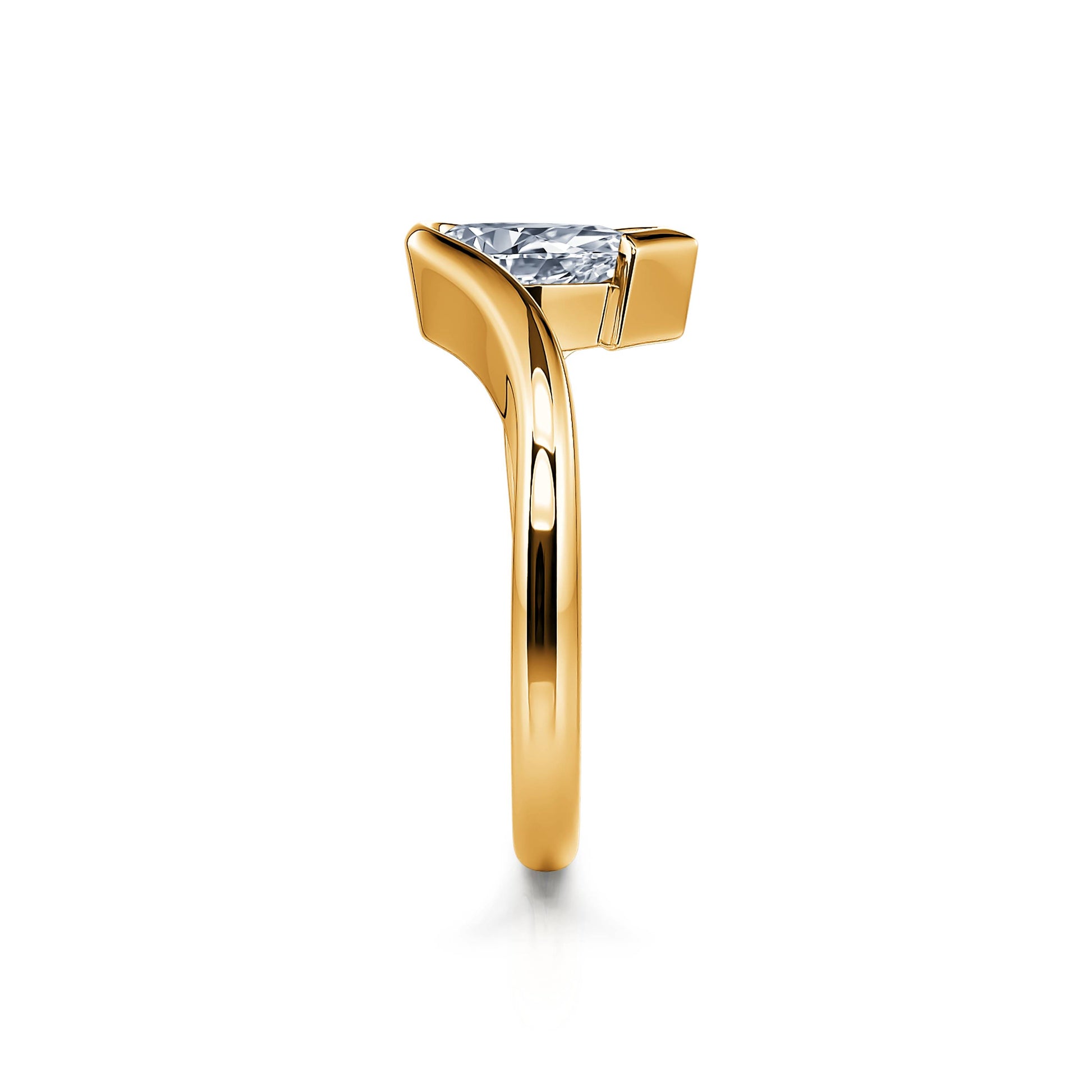 Bague de fiançailles poire en or jaune diamant Golda 3