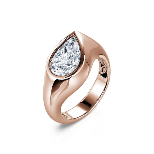 Shiloh Lab&nbsp;-&nbsp;Solitaire en or rose diamant de synthèse poire #2