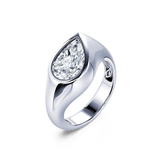 Shiloh Lab&nbsp;-&nbsp;Solitaire en platine diamant de synthèse poire #2