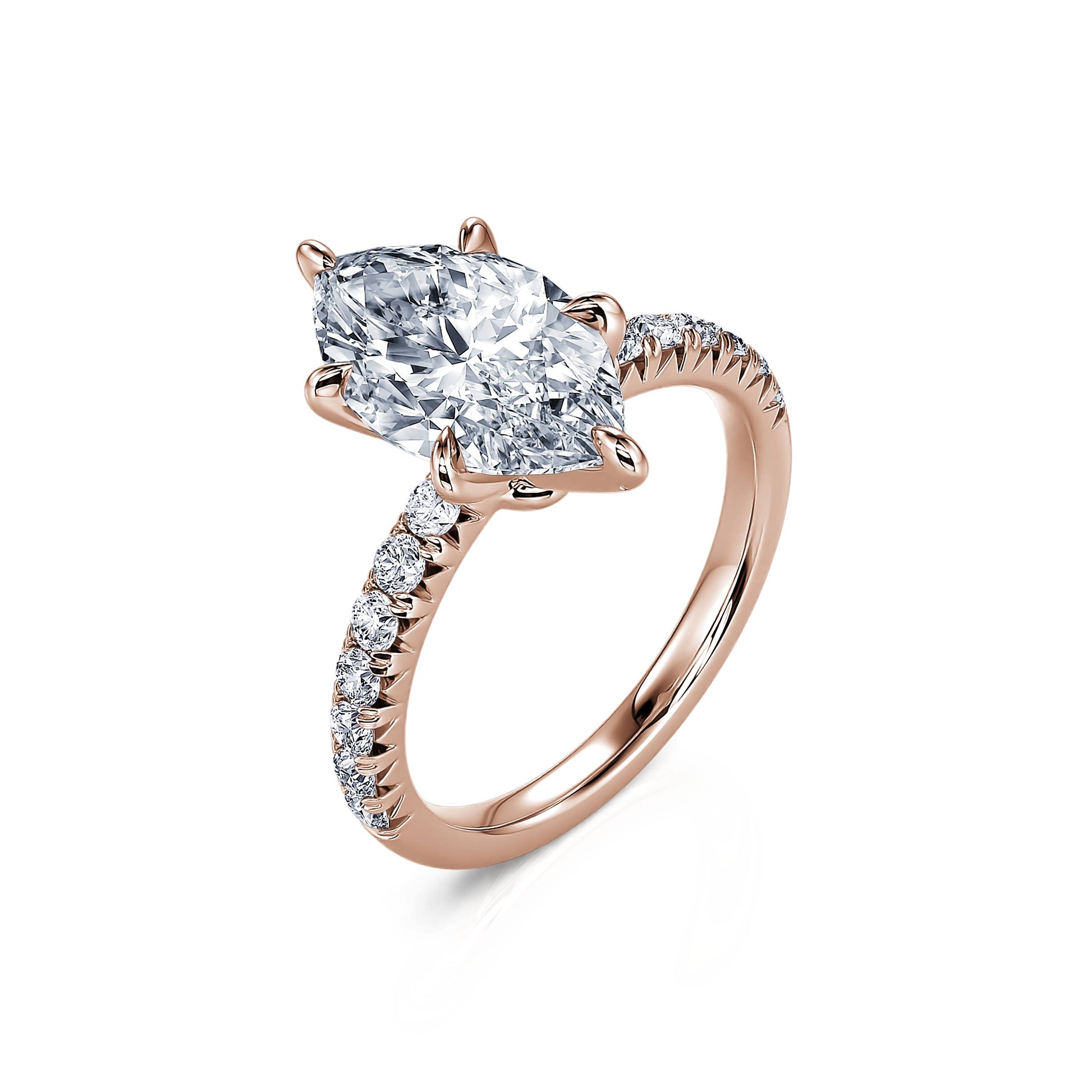 Solitaire diamant de synthèse en or rose Mathilde Lab 2