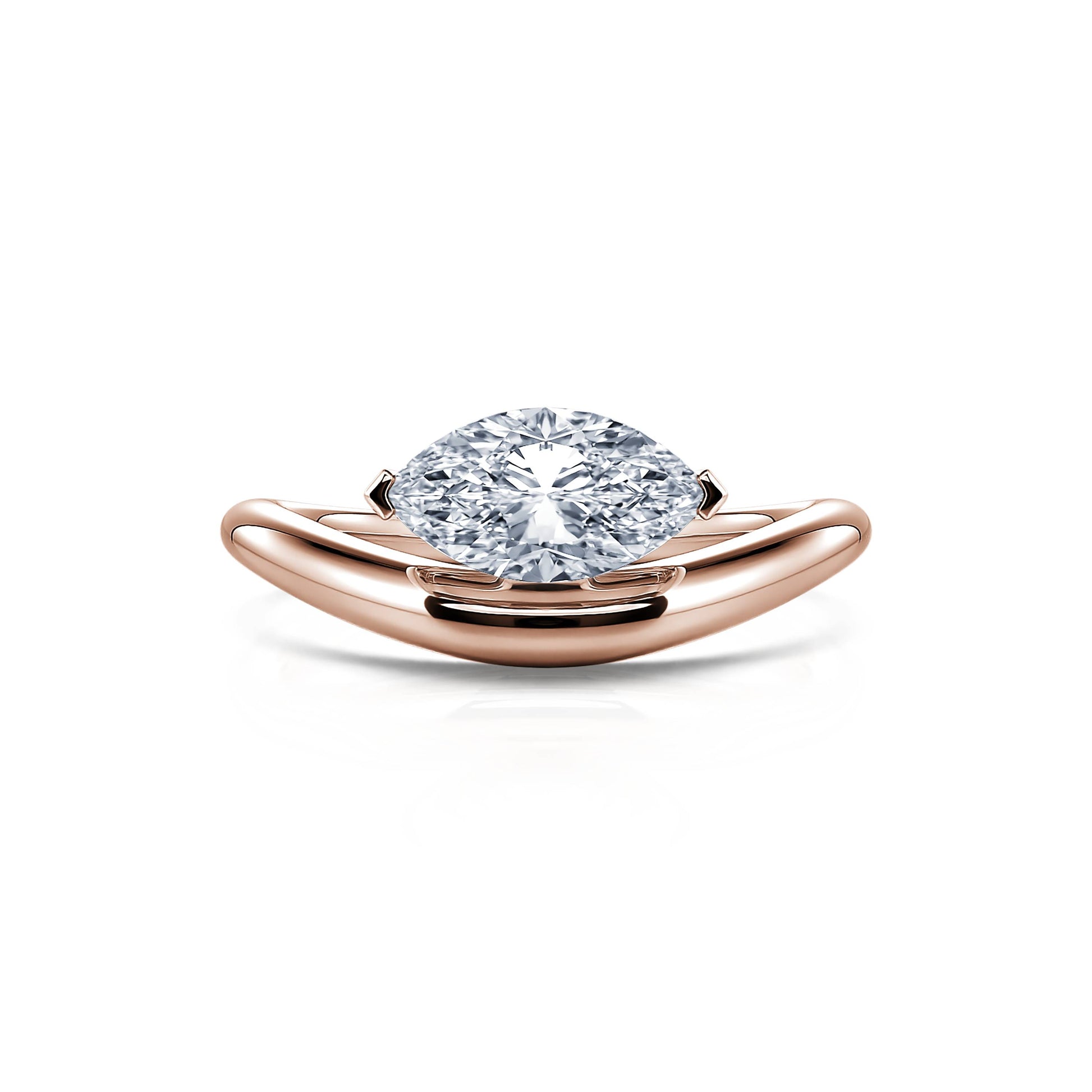 Solitaire en or rose diamant de synthèse marquise Gia Lab 1