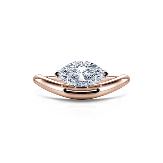 Gia Lab&nbsp;-&nbsp;Solitaire en or rose diamant de synthèse marquise #1