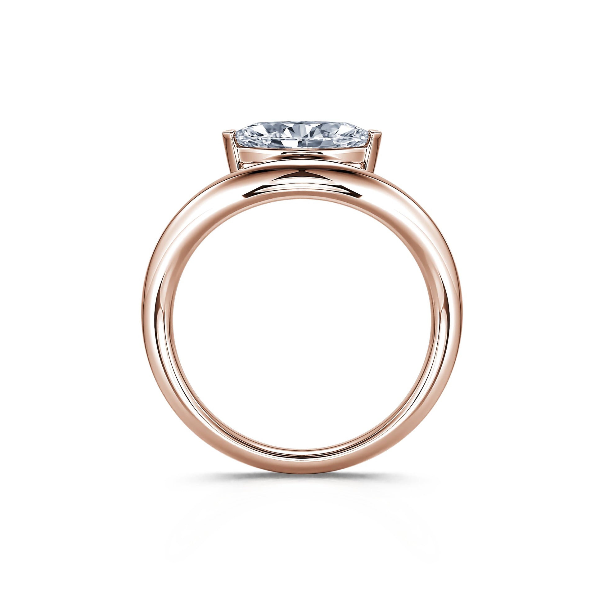 Solitaire en or rose diamant de synthèse marquise Gia Lab 3
