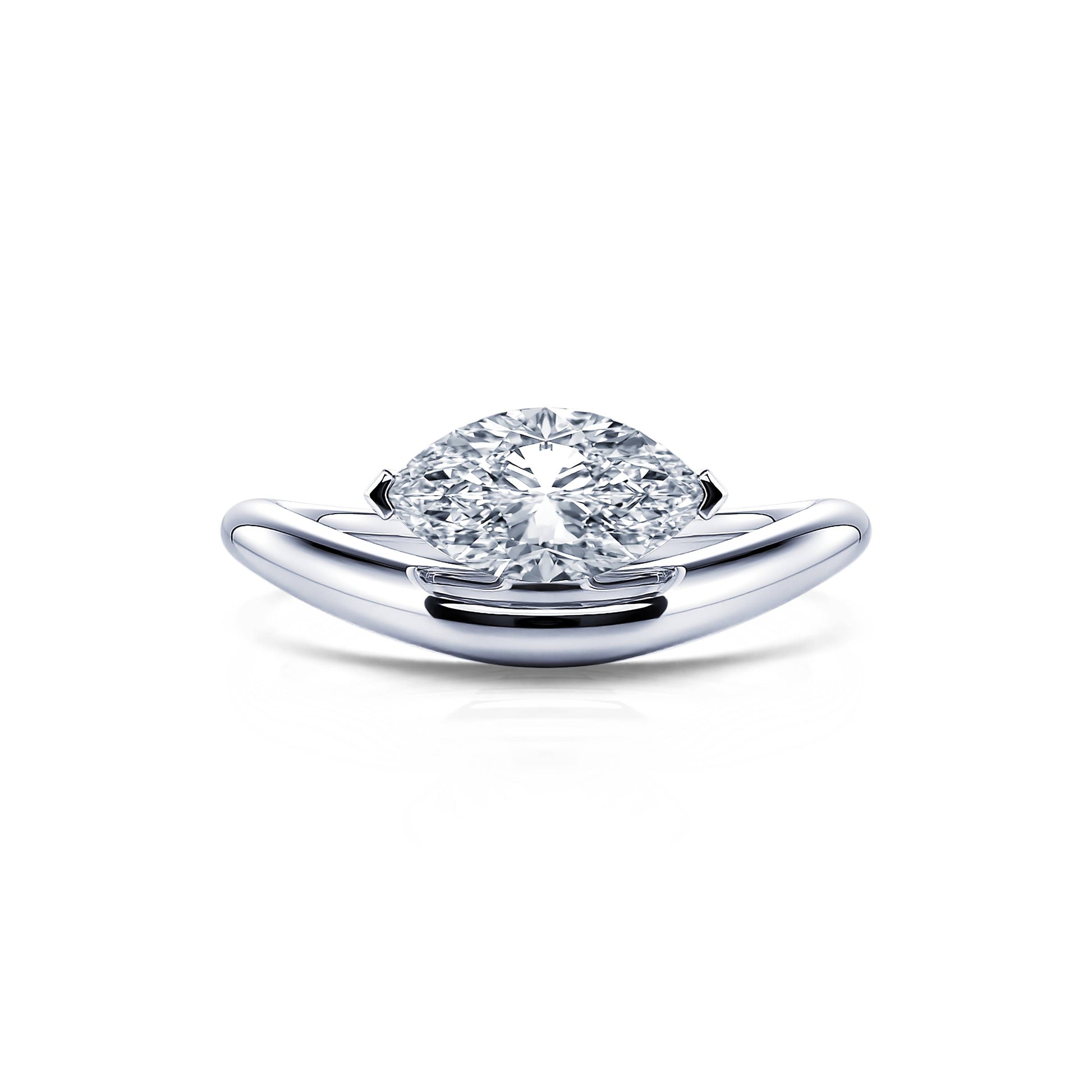 Solitaire en or blanc diamant de synthèse marquise Gia Lab 1