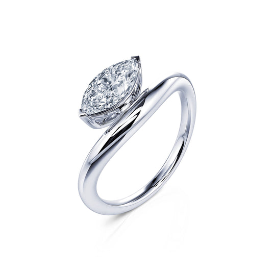 Gia Lab&nbsp;-&nbsp;Solitaire en or blanc diamant de synthèse marquise #2