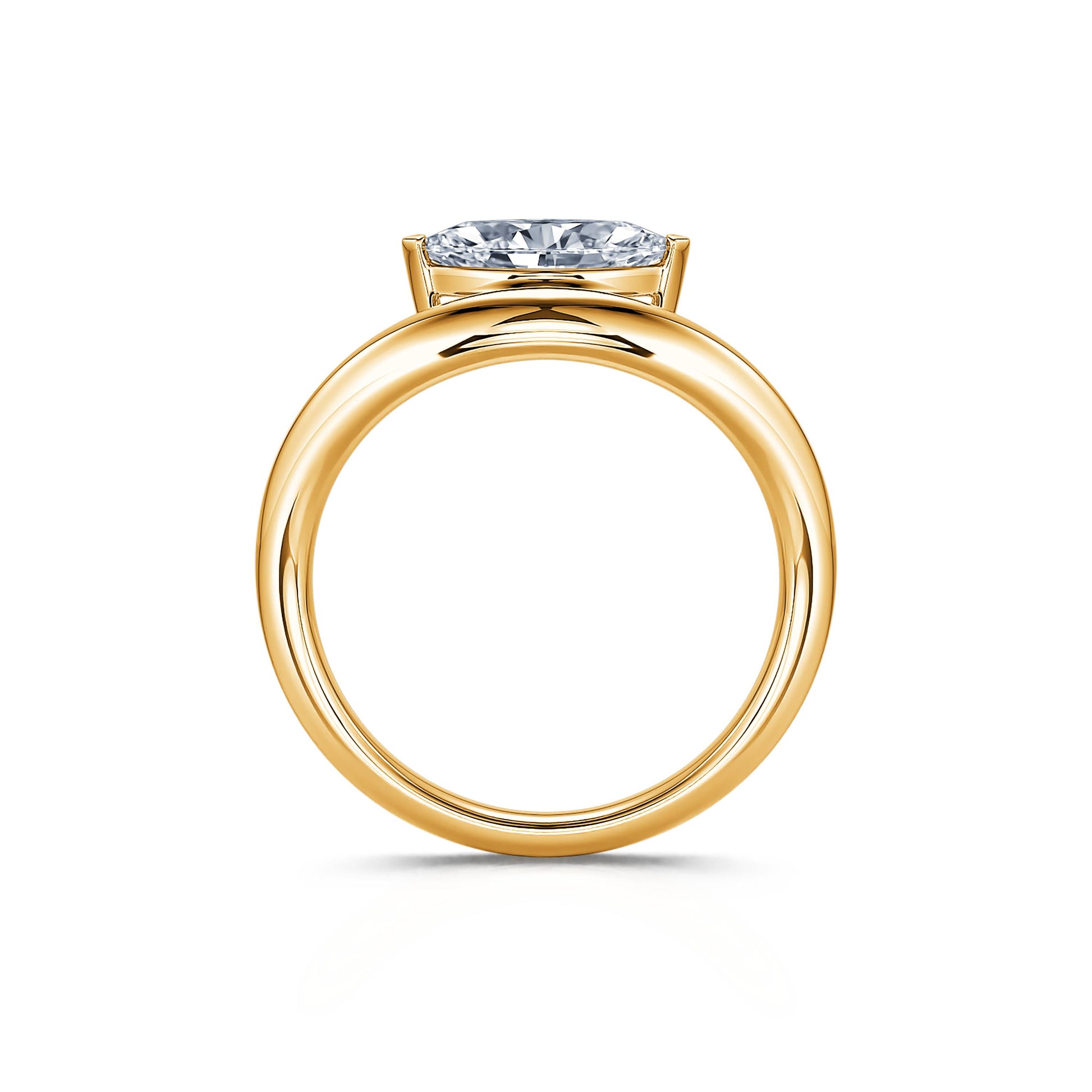 Solitaire en or jaune diamant de synthèse marquise Gia Lab 3