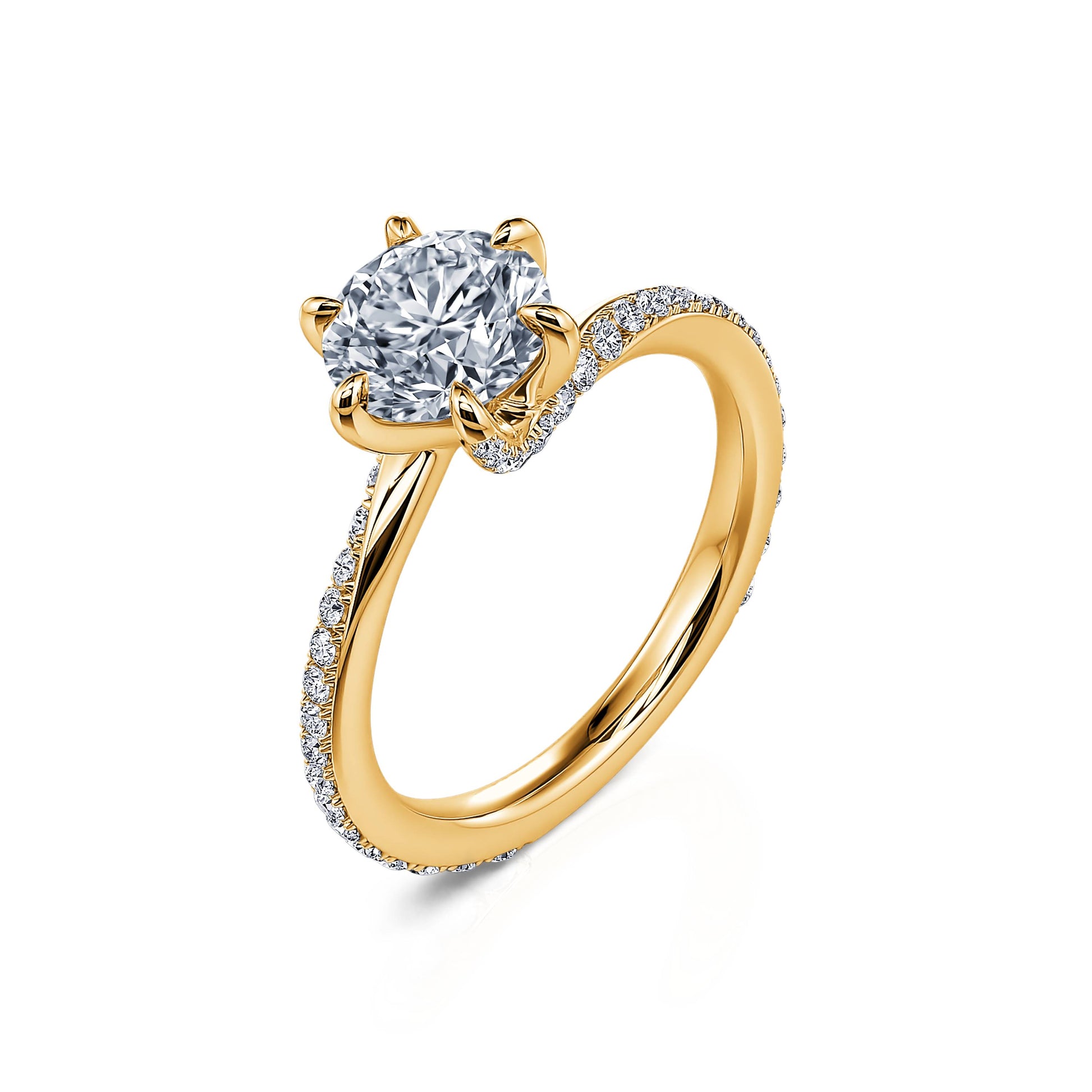 Solitaire diamant de synthèse en or jaune Monroe Lab 2