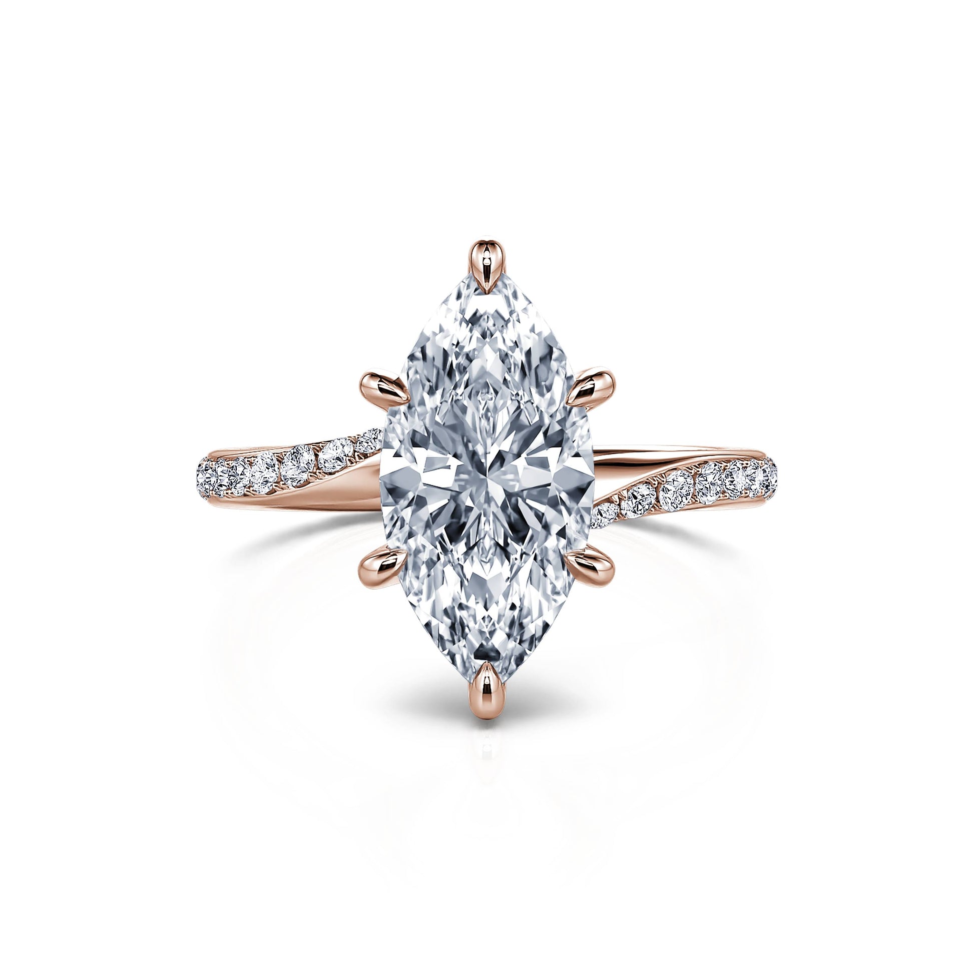 Solitaire diamant de synthèse en or rose Sansa Lab 1