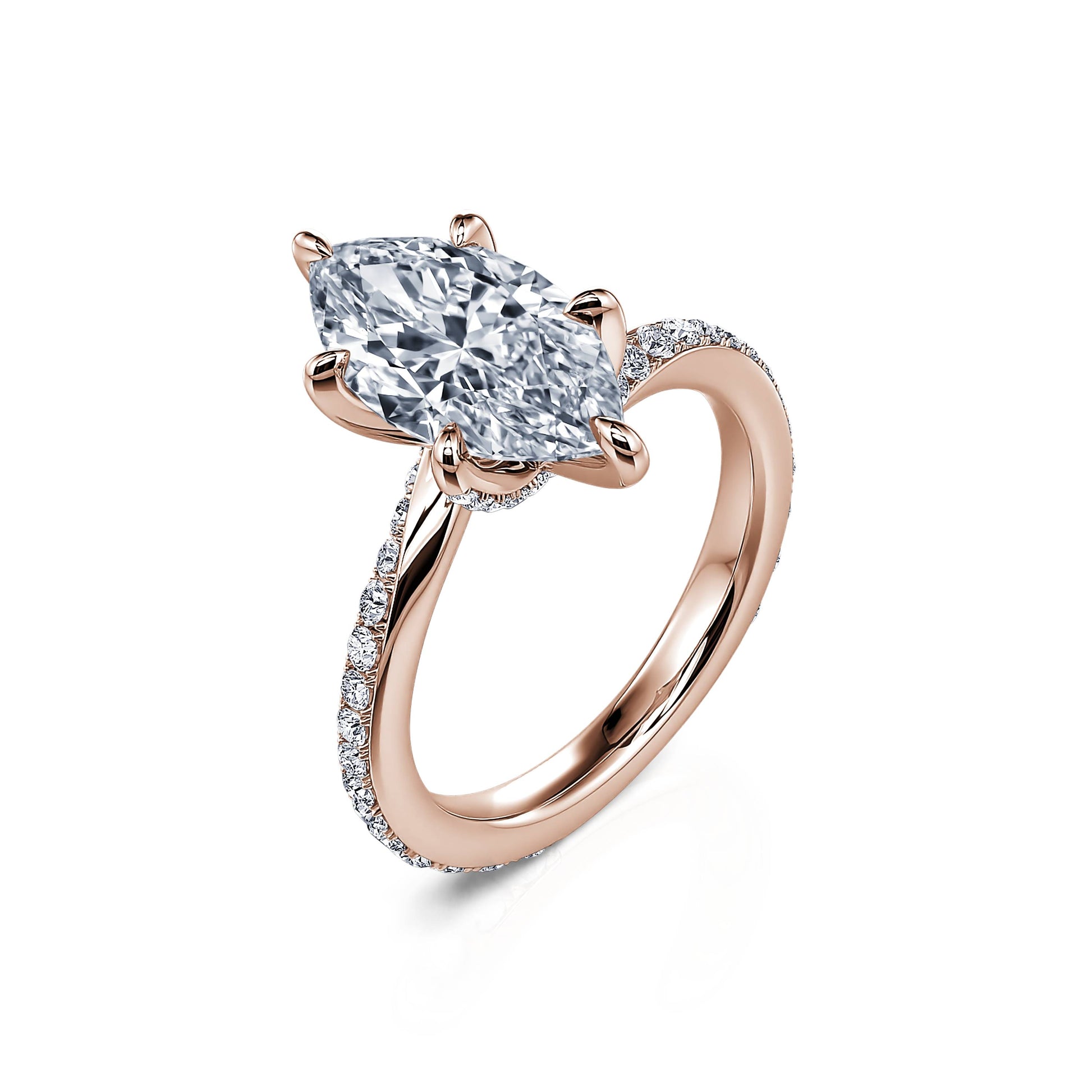 Solitaire diamant de synthèse en or rose Sansa Lab 2